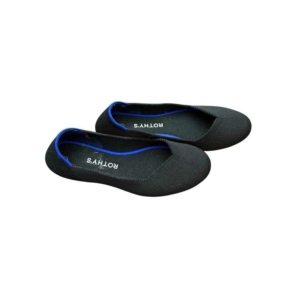 Rothys The Flat Black Solid Blue Halo Knit Ballet Flats Women 6 001-112